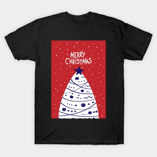 Merry Christmas Modern Tree T-Shirt by greenoriginals